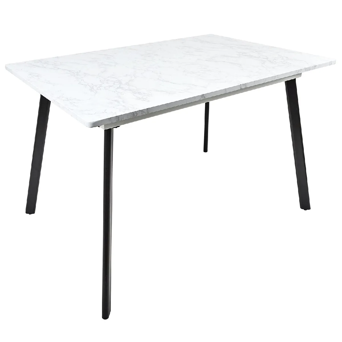 Table extensible imitation marbre pour 4 à 6 personnes - Gris et Noir