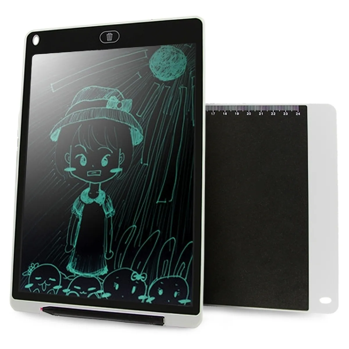 Tablette graphique blanc Portable 12 pouces LCD Écriture Dessin Graffiti Électronique Pad Message Conseil Papier Brouillon avec Stylo, CE / FCC / RoHS Certifié