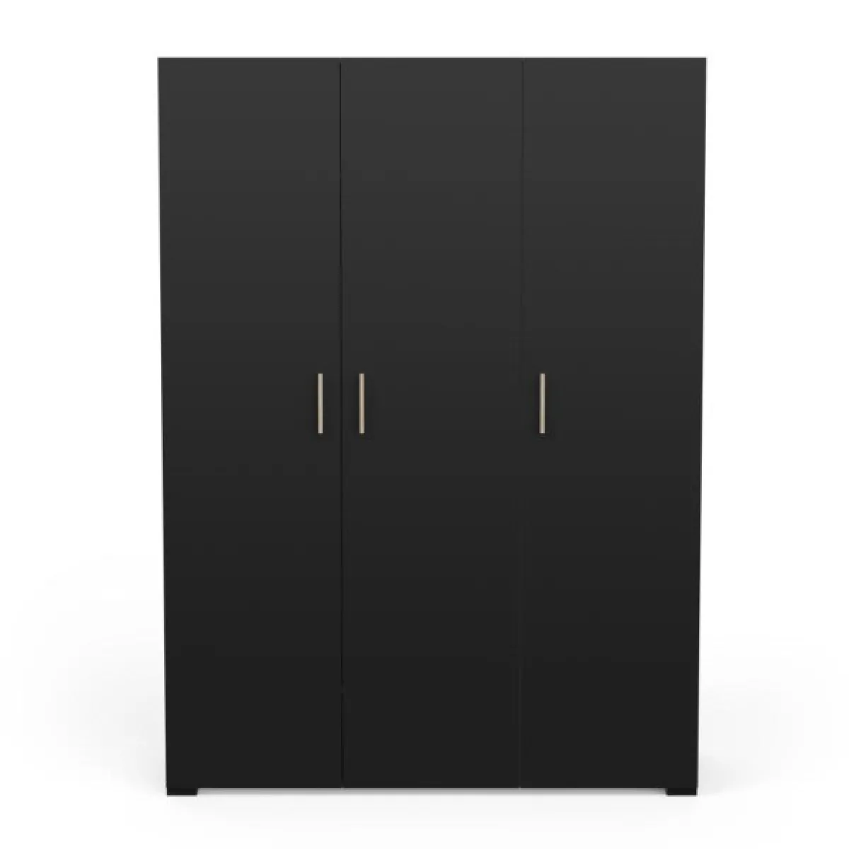 Armoire penderie + lingère 3 portes battantes Noir/Chêne clair - ZILY