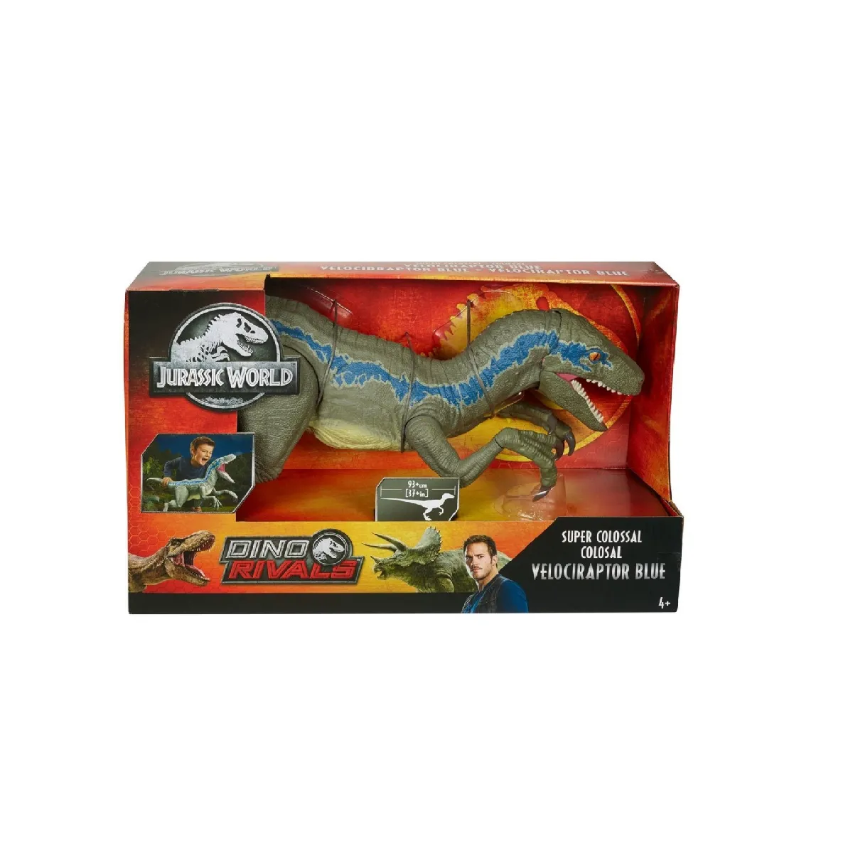 Figurine dinosaure Super Colossal Velociraptor bleu