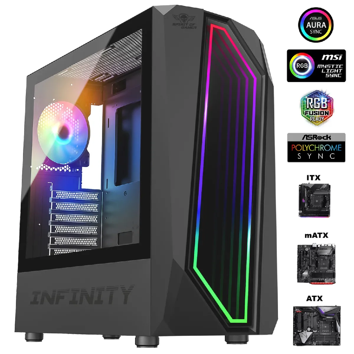 Boitier Pc Gamer INFINITY DARK noir