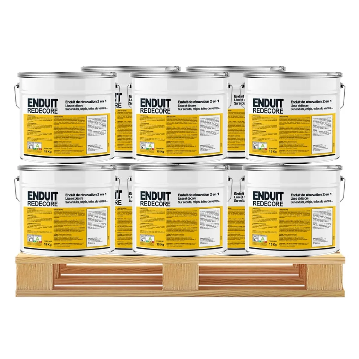 Enduit décoratif, rénovation rapide, 2 en 1, lisse et décore sur plâtre, peintures, crépis, fibres, toile de verre-10 x 15 Kg-Crème (RAL 9001)