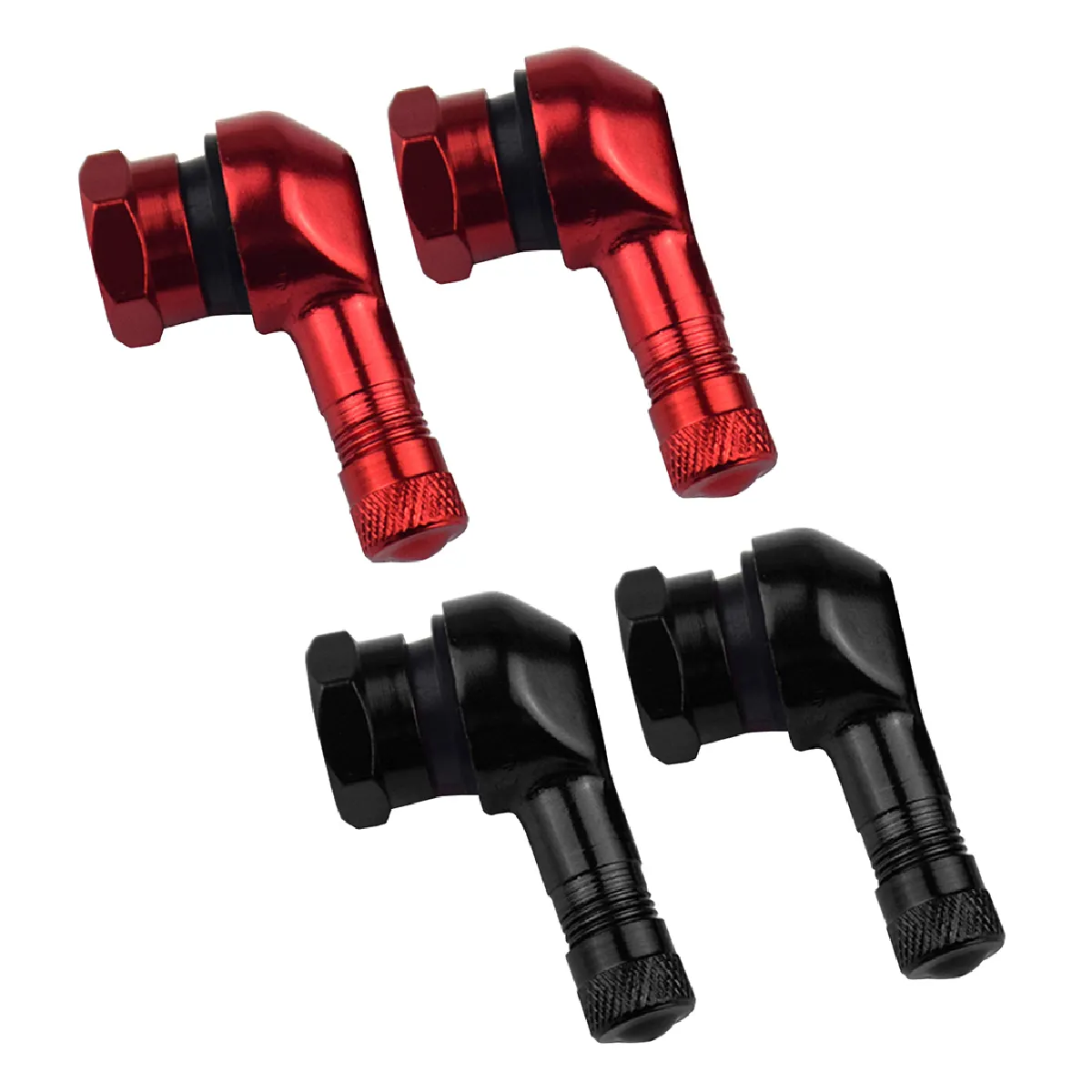 2 Paire de Adaptateur Extension de Valve 90° Universel Accessoires de Modification pour Moto Vélo Noire et Rouge