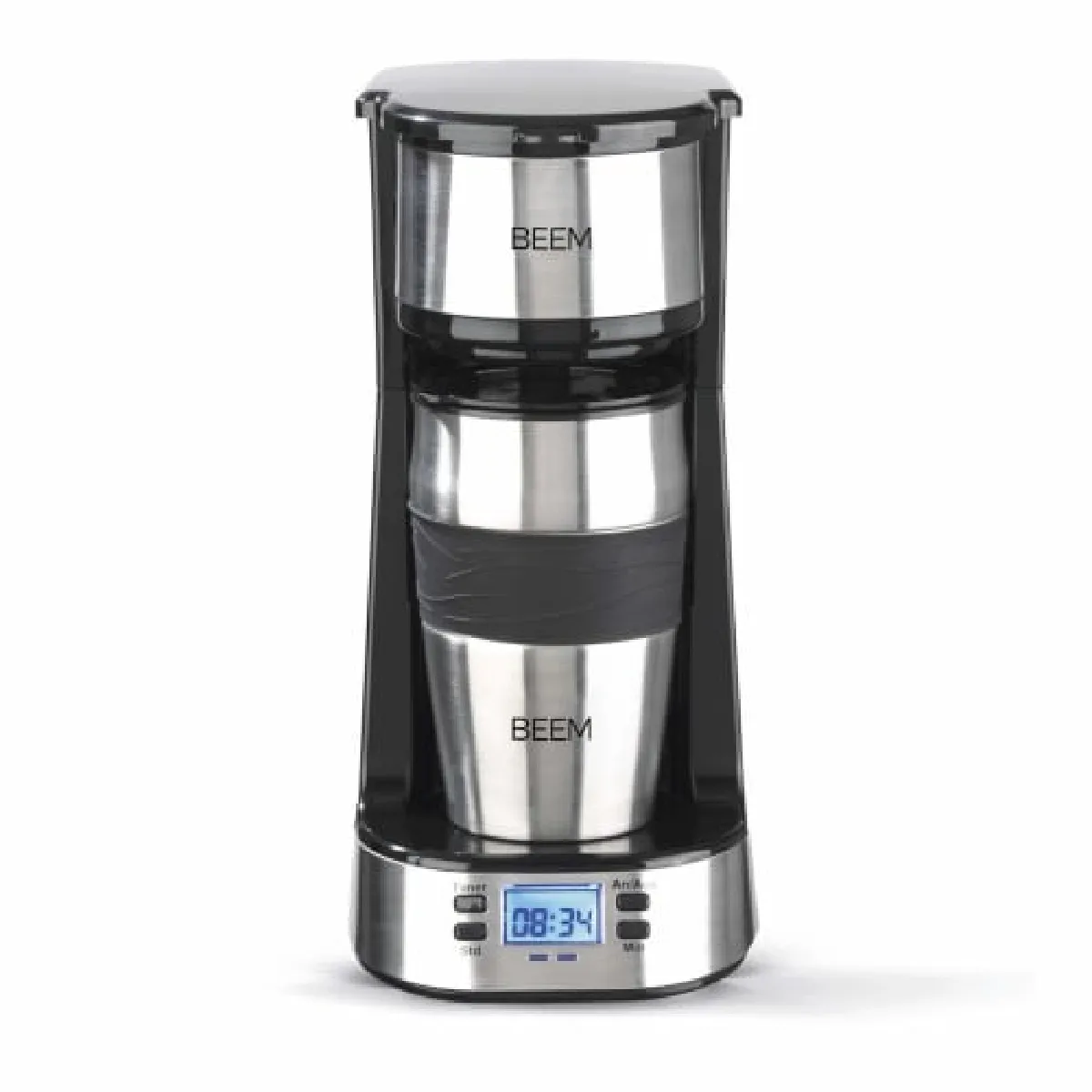 Thermo 2 GO Cafetière Filtre 750W 0.4L Mousseur à Lait Acier Inoxydable Argent