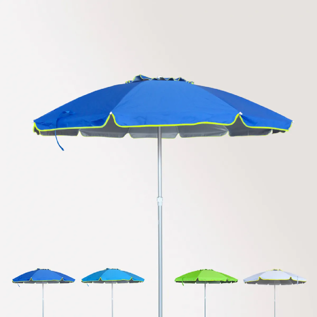 Parasol de plage 240 cm aluminium anti-vent protection uv Roma, Couleur: Bleu