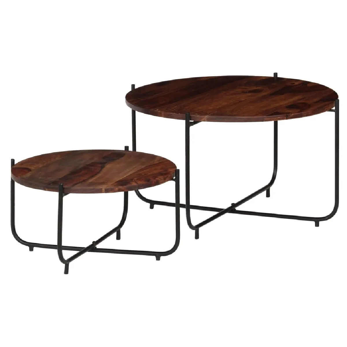 Ensemble de 2 Tables basses,Table Console pour salon Bois de Sesham massif 60 x 35 cm -MN44167