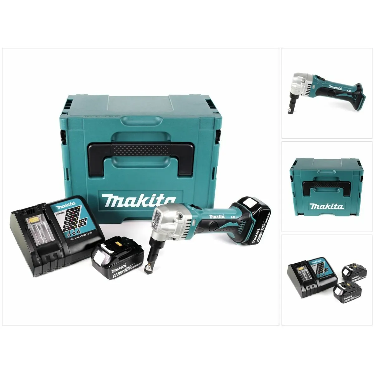 Makita DJN 161 RTJ 18 V Grignoteuse sans fil + Coffret Makpac + 2x Batteries BL1850 5,0 Ah + Chargeur DC 18 RC