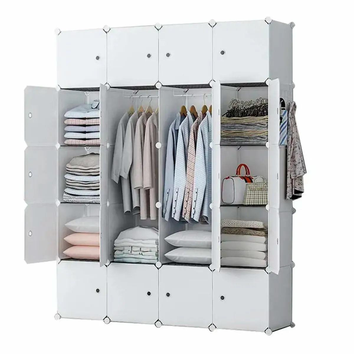 Armoire Dressing Cube Personnalisable Coffret Premium 20 Cubes/Portes 183x147x47cm Blanc