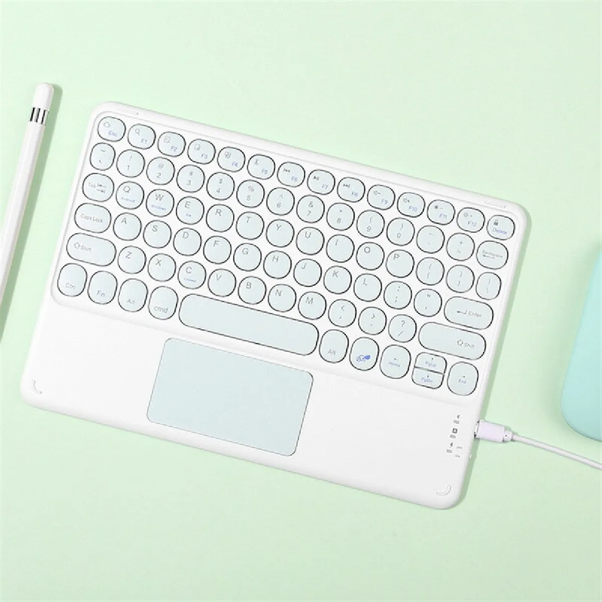 Bluetooth sans fil pour iPad Clavier tactile Tablette pour iPad Clavier externe sans fil de 8ème génération - Clavier (bleu)