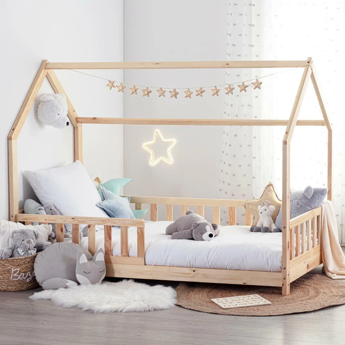 Lit cabane en bois pour enfant Bosco de 90 x 190 cm - Atmosphera