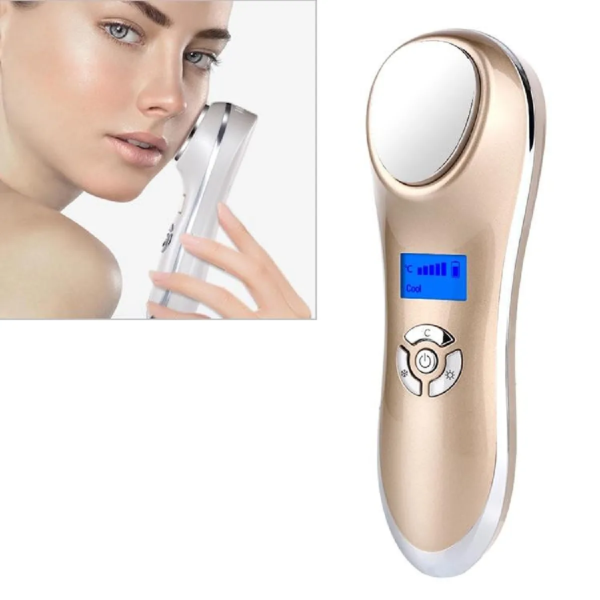 OFY-7901 Cryothérapie par ultrasons Chaud Froid Chaleur Levage Facial Vibrations Masseur Visage Corps Import Exporter Soin Du Beauté Machine Doré