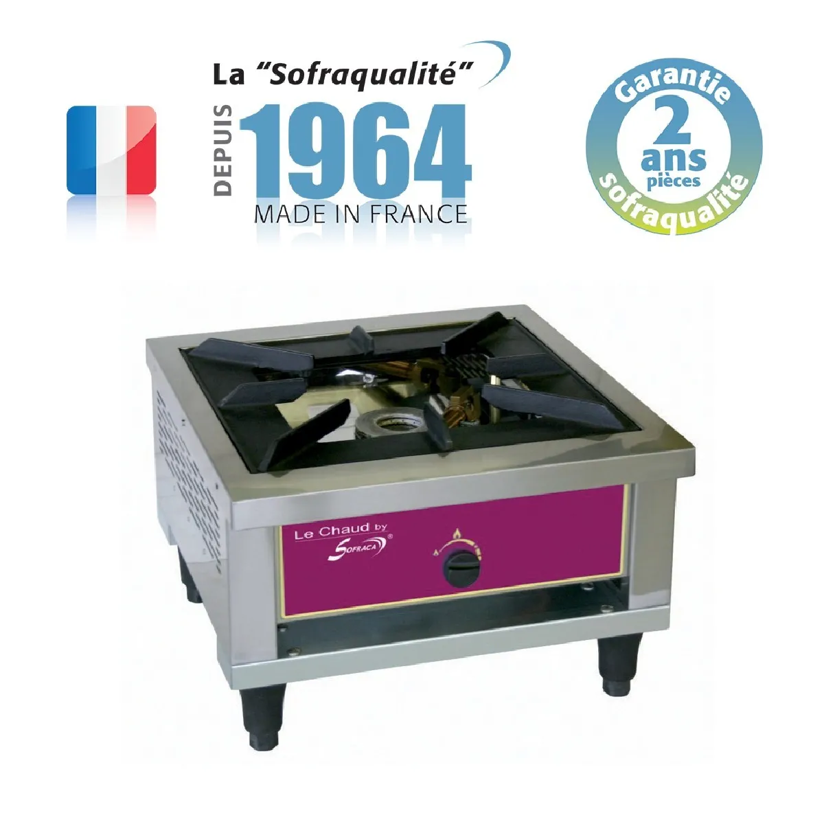 Réchaud Gaz Professionnel - Classique et Wok - 1 feu - 14000 W - Sofraca