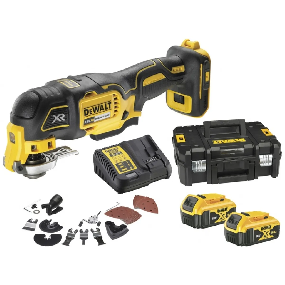 Scie oscillante sansfil Dewalt XR DCS356P2 18 V 2 batteries 5 Ah chargeur accessoires