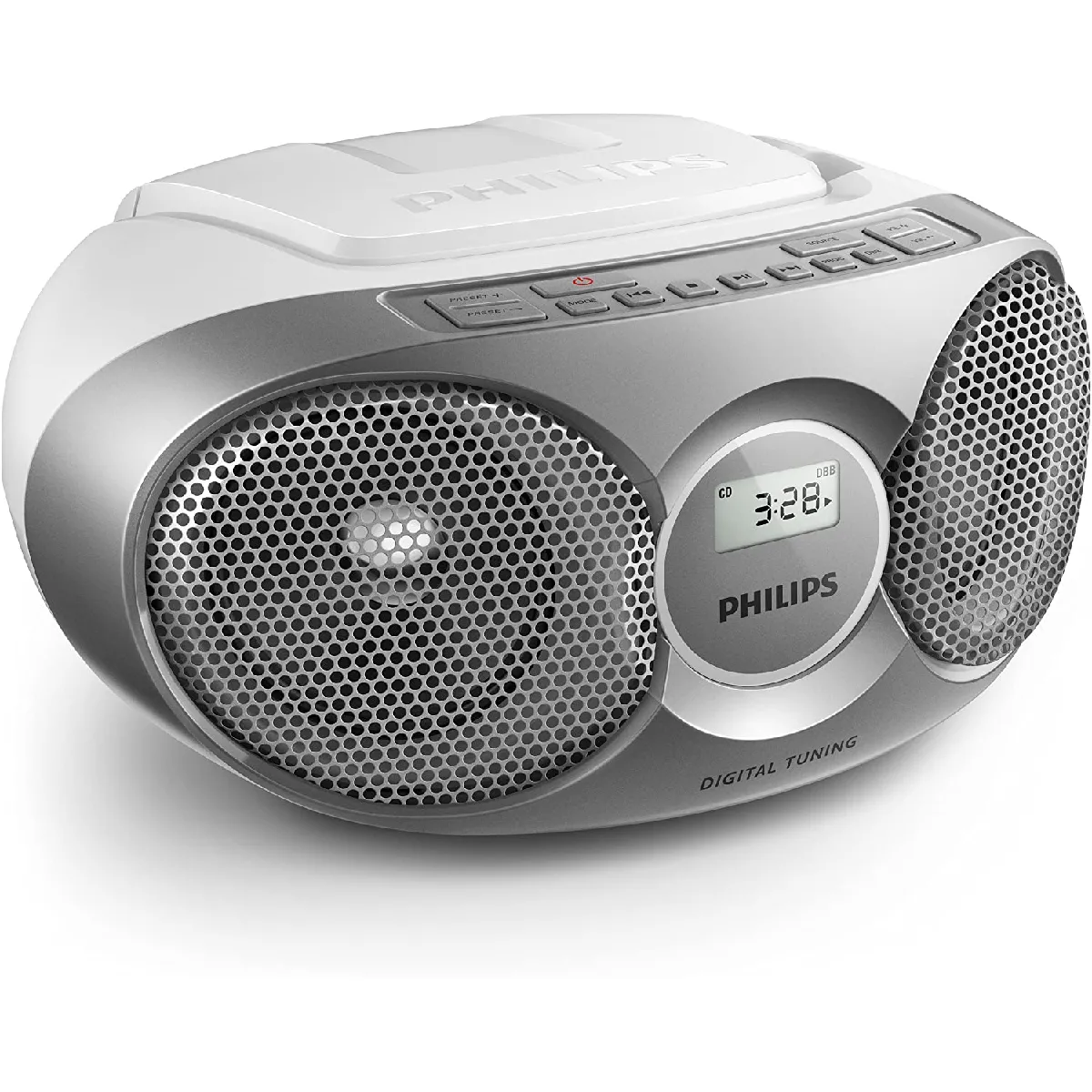 mini chaine stéréo portable radio CD FM 3W gris blanc