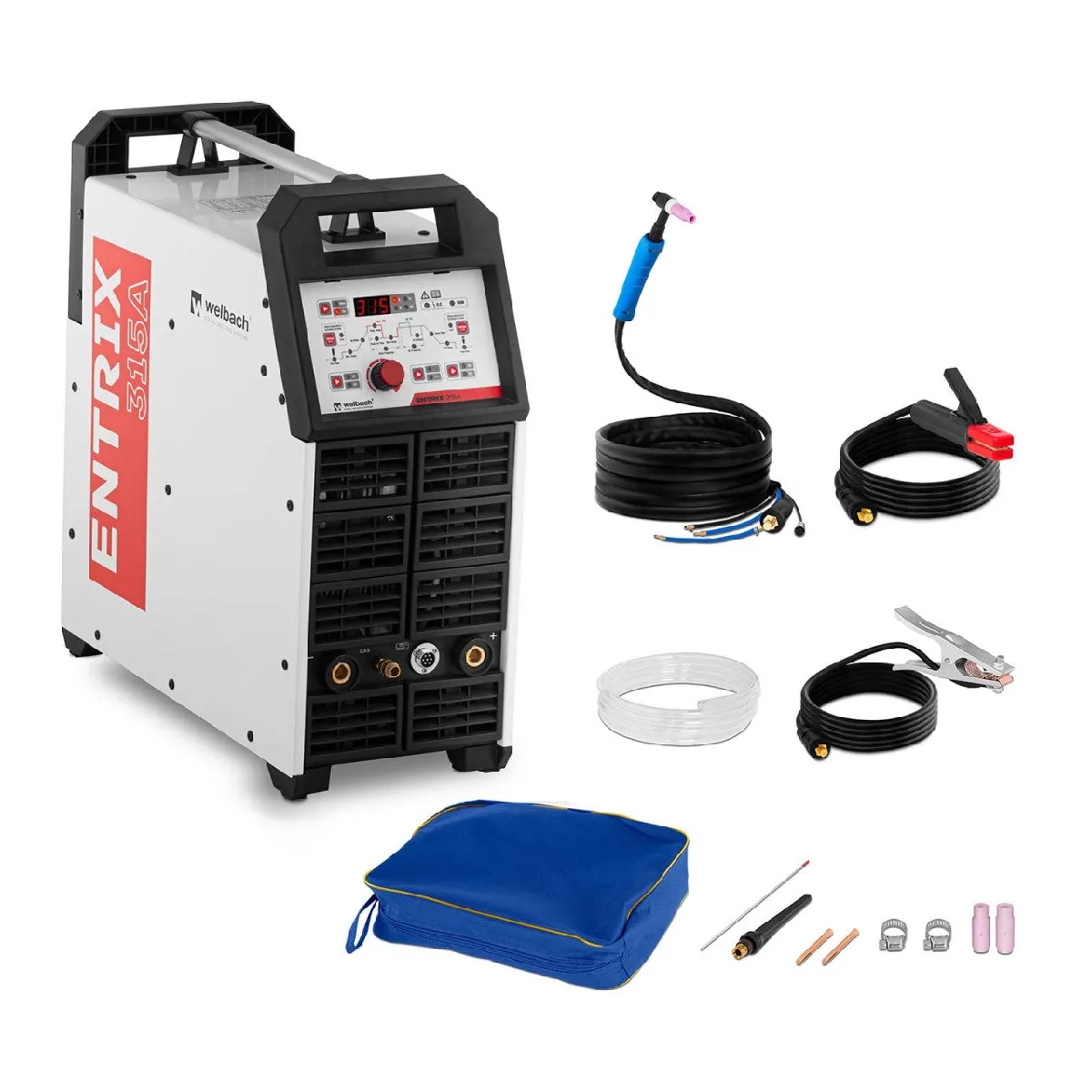 Poste À Souder Aluminium Alu TIG MMA E-Hand ENTRIX 315A (400 V, 315 A, FM 60%, Amorçage HF, Prof. Max. 10 mm, Hot Start, Arc Force, Anti-Stick, Torche Refroidie À L'Eau, Sans Fiche) 14_0003041