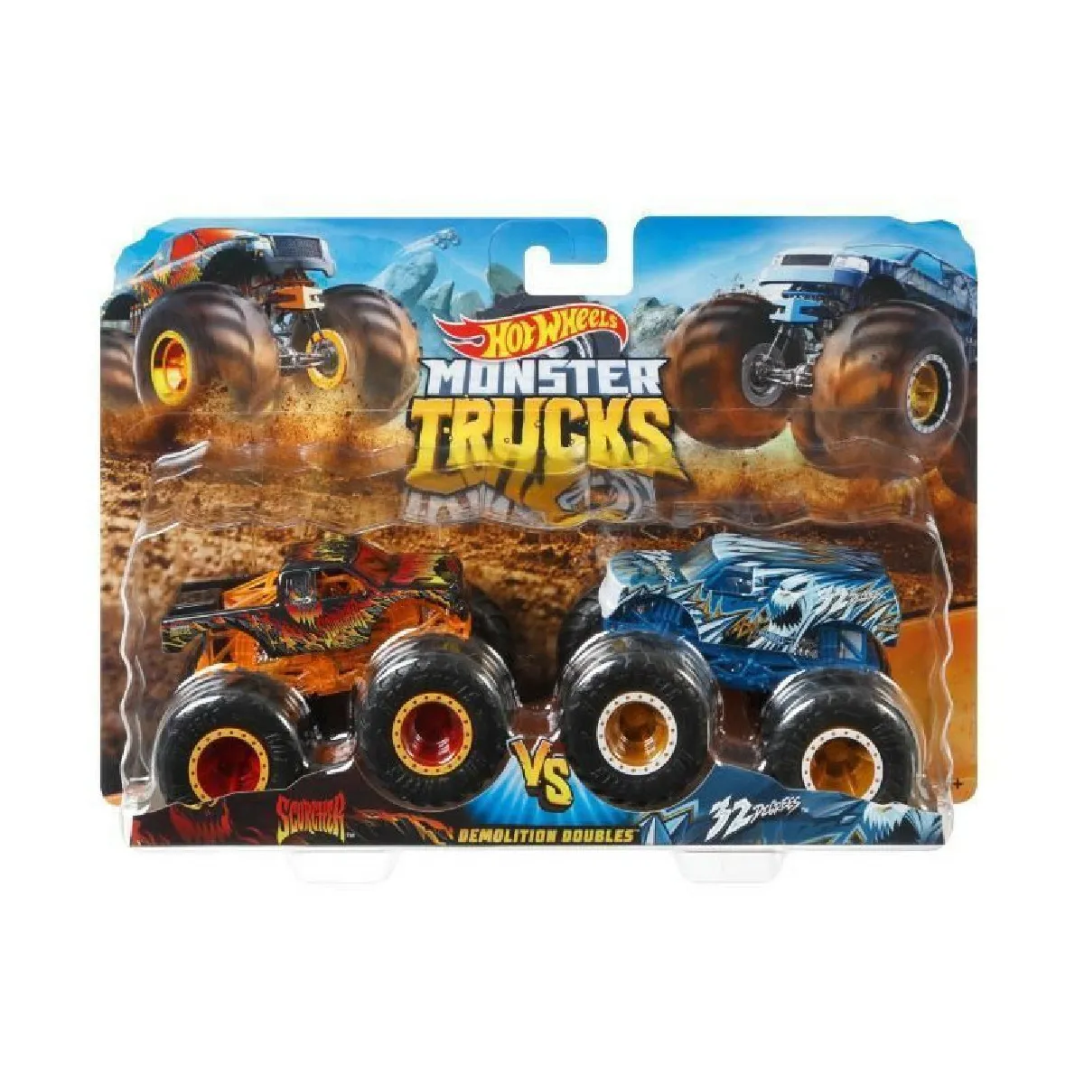 Hot Wheels - Coffret 2 vehicules Monster Truck Double Demolition - Petites Voitures - 3 ans et +