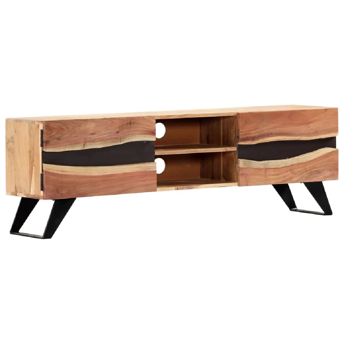 Meuble télé buffet tv télévision design pratique 140 cm bois d'acacia massif 2502069