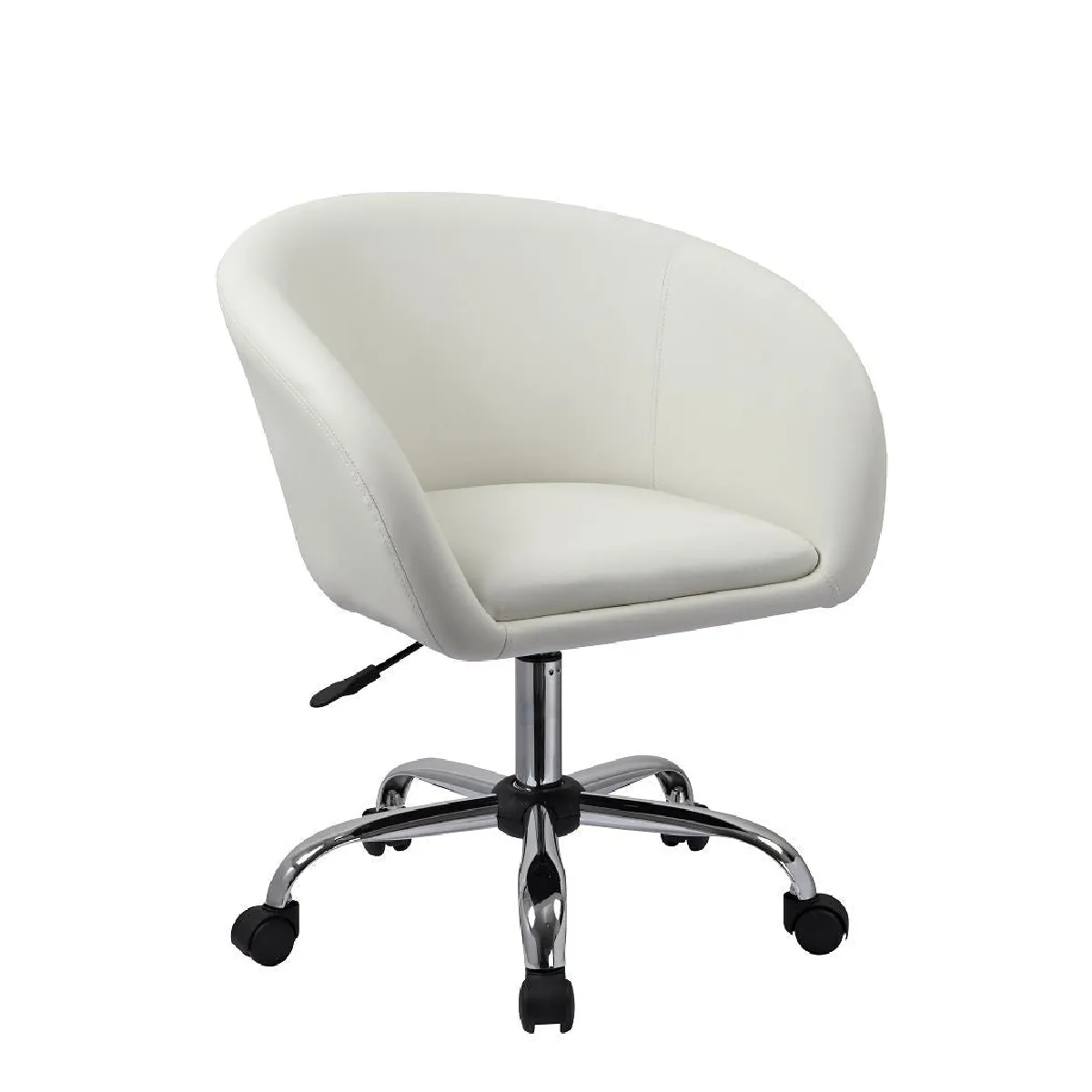 Fauteuil à roulette tabouret chaise de bureau blanc BUR09021