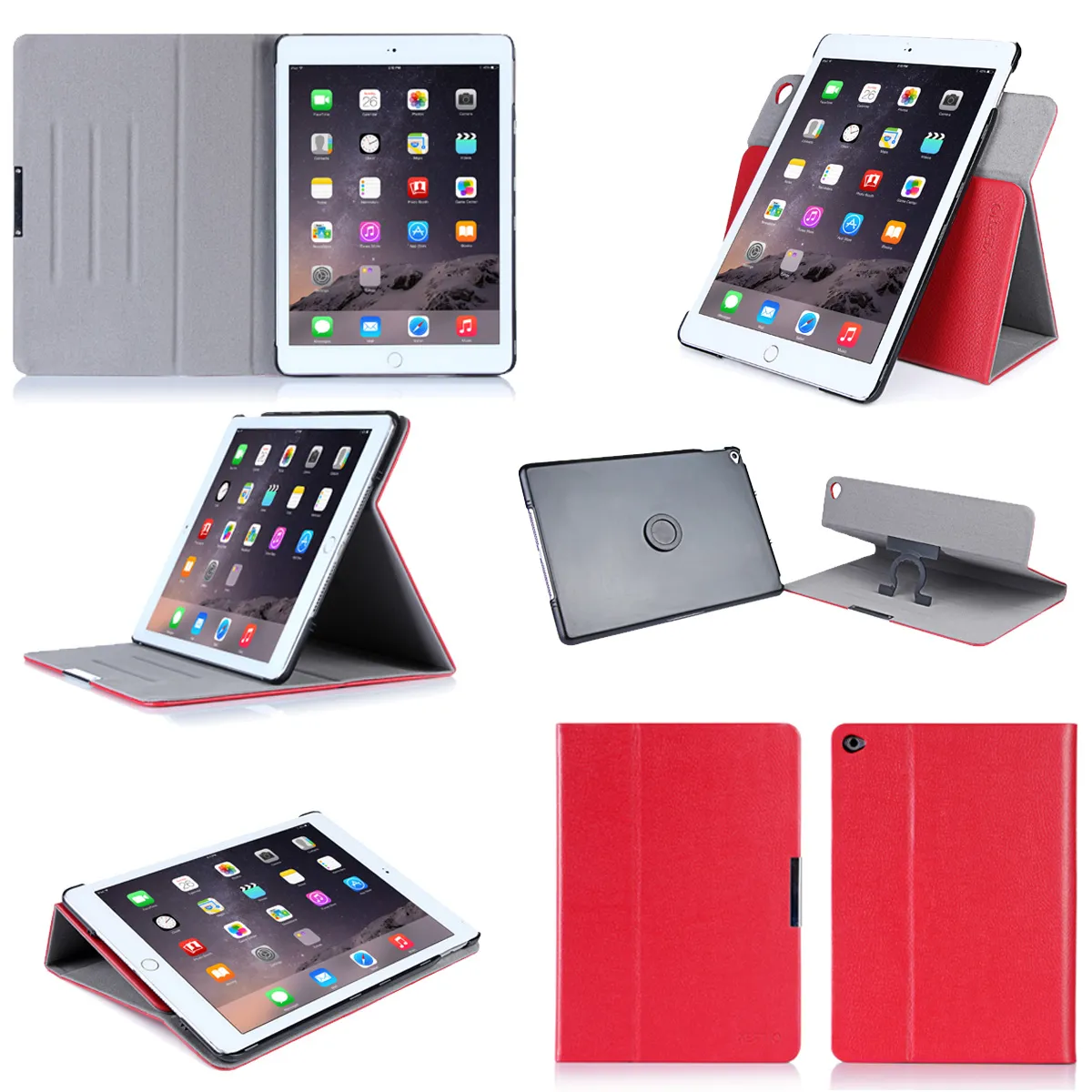 Etui Apple iPad Air 2 rouge rotatif