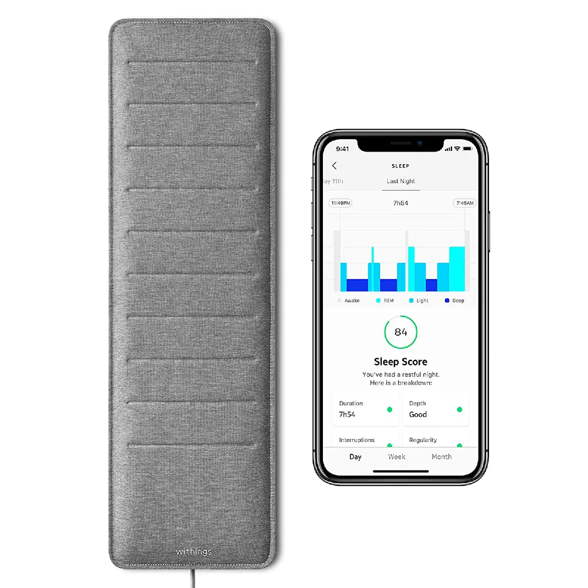 Capteur de Sommeil Connecté Health Mate Compact Sleep Analyzer Withings - Gris