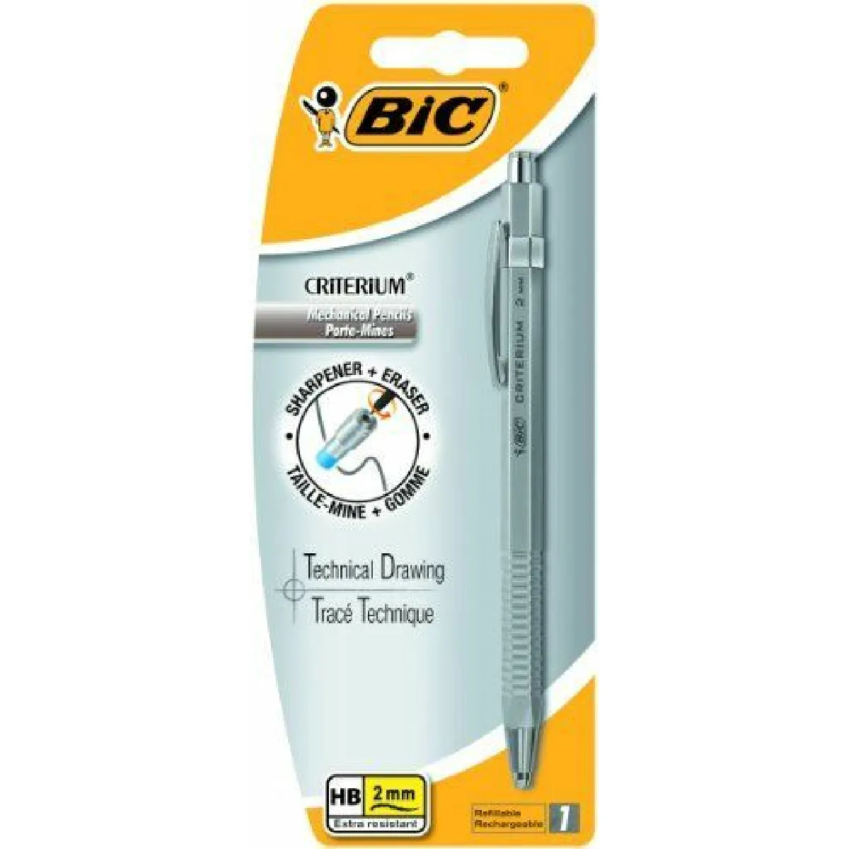 Bic - Criterium - Blister de Porte-mine Rechargeable - Argent - 2 mm