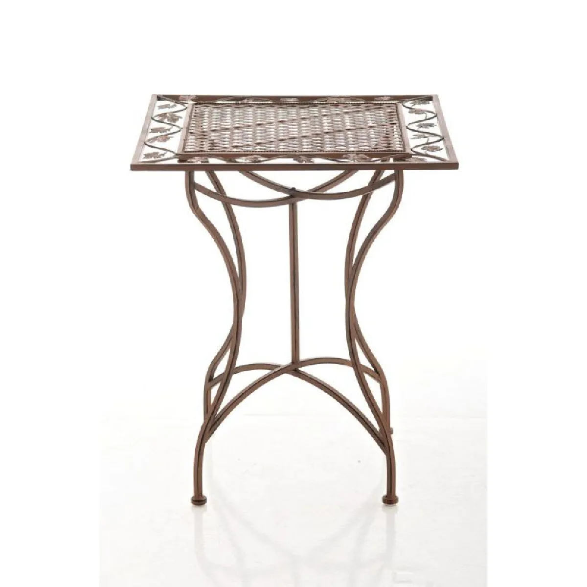 Table de jardin terrasse balcon design rustique en fer forgé marron vieilli 10_0003814