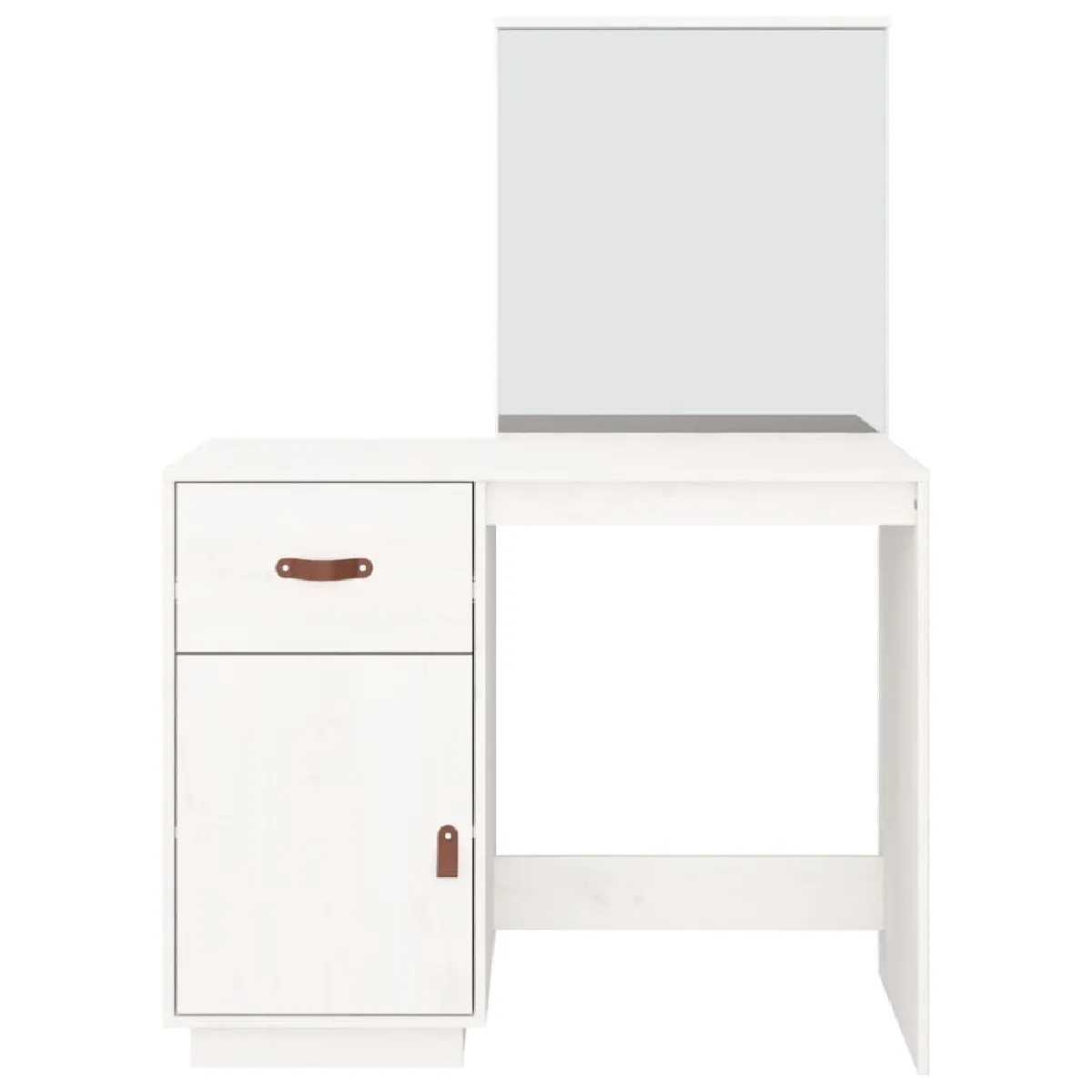 Coiffeuse en bois avec miroir 95 x 50 x 134 cm bois de pin massif blanc 02_0006275