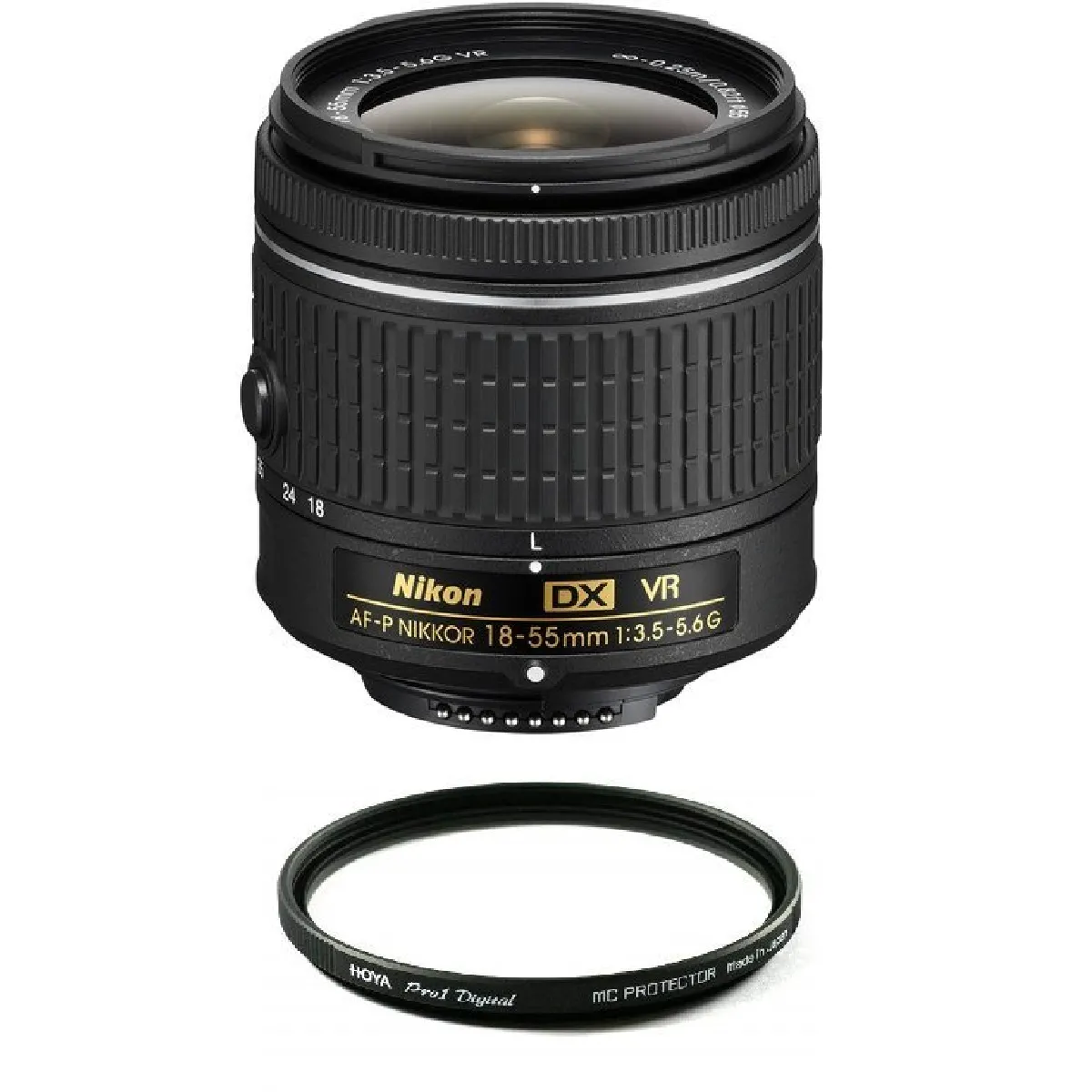 NIKON AF-P 18-55mm F3.5-5.6G VR (White Box) + HOYA 55mm PRO 1D Protector