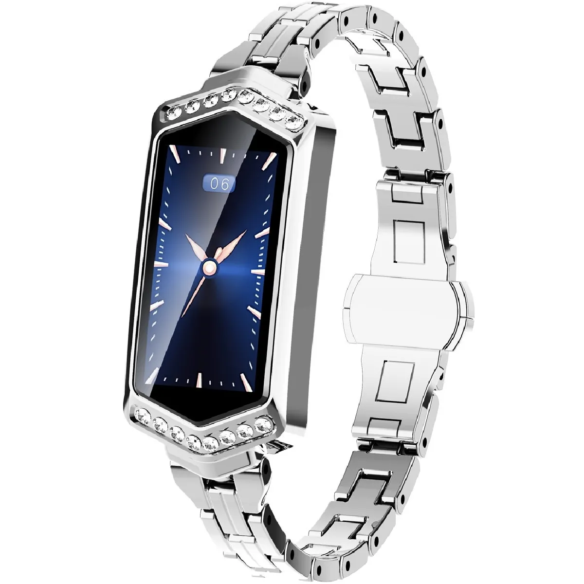 Bracelet connecté B78 0,96 pouces IPS écran couleur IP67 Étanche Smart Watch Braceletrappel de message de soutien / moniteur de fréquence cardiaque / Oxymètre / surveillance de la pression artérielle / du sommeil Argent