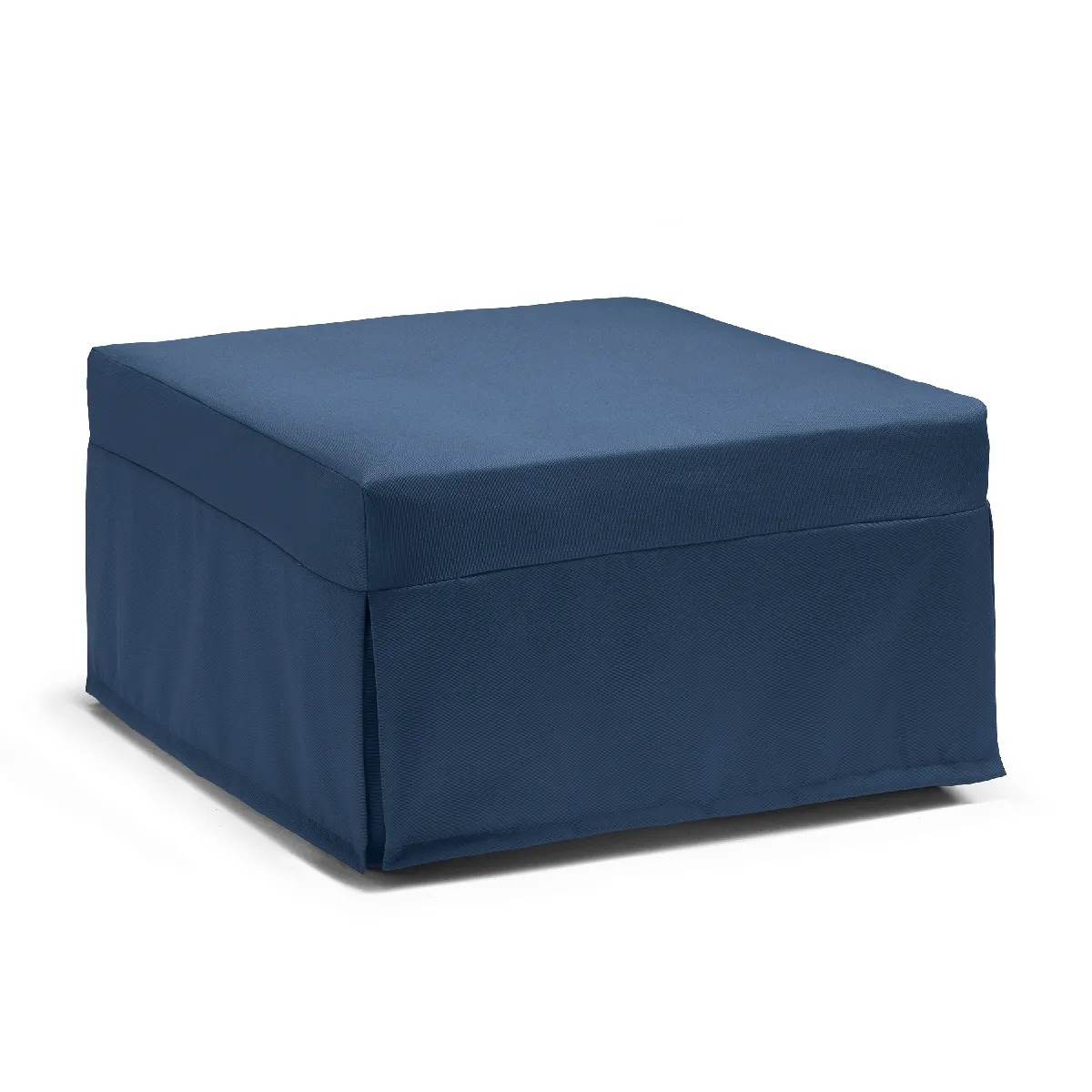 Talamo Italia Pouf Flash Bed, 100% Made in Italy, Pouf convertible en lit pliant simple, Pouf en tissu de salon, cm 80x80h45, Couleur bleu