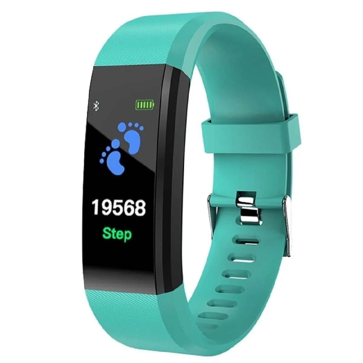 Bracelet connecté ID115 Plus Smart Fitness Cardiofréquencemètre Tensiomètre Podomètre Santé Course à Pied Sport SmartWatch pour IOS Android bleu