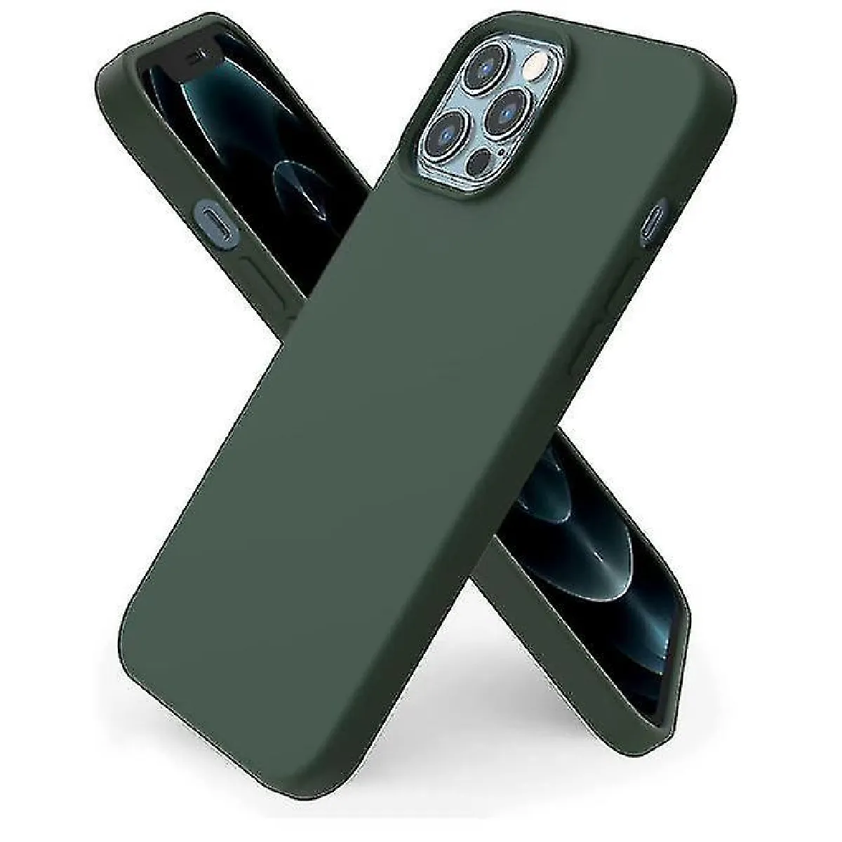 Compatible pour l'iPhone 12 Pro Max Case 6.7, Slim Liquid Silicone Couvre Couvrette Soft 3 couches en gel (Cyprus Green)