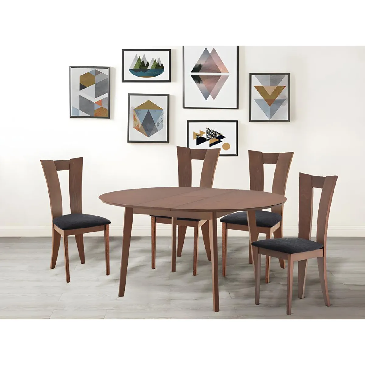 Table ovale extensible TIFFANY - 4 à 6 personnes - Hêtre massif - Noyer