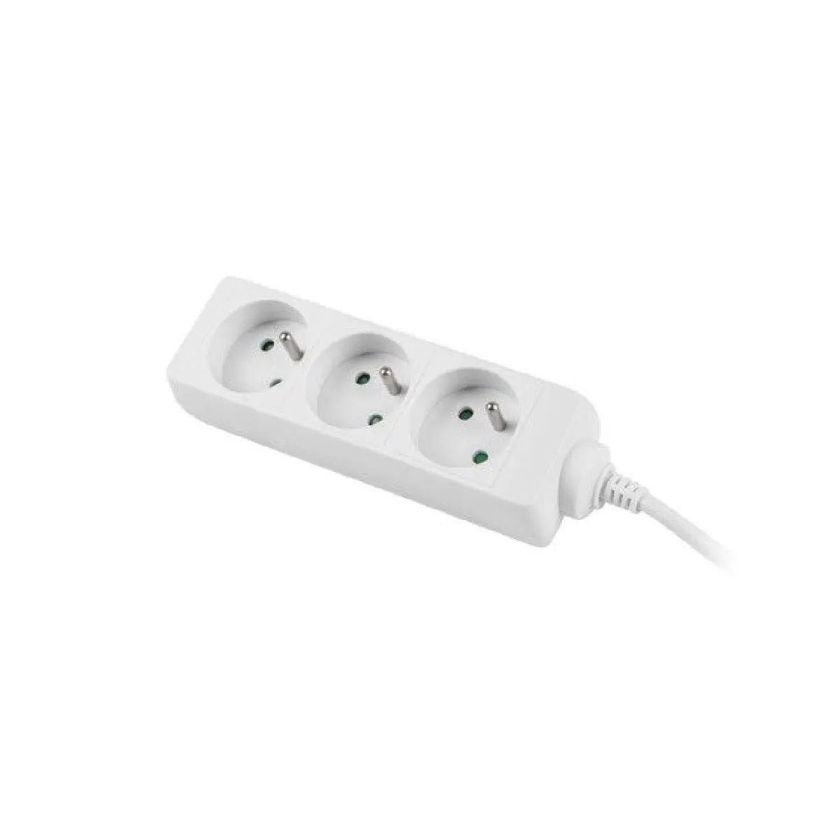 Power strip 3m, white, 3 sockets, cle made of full copper