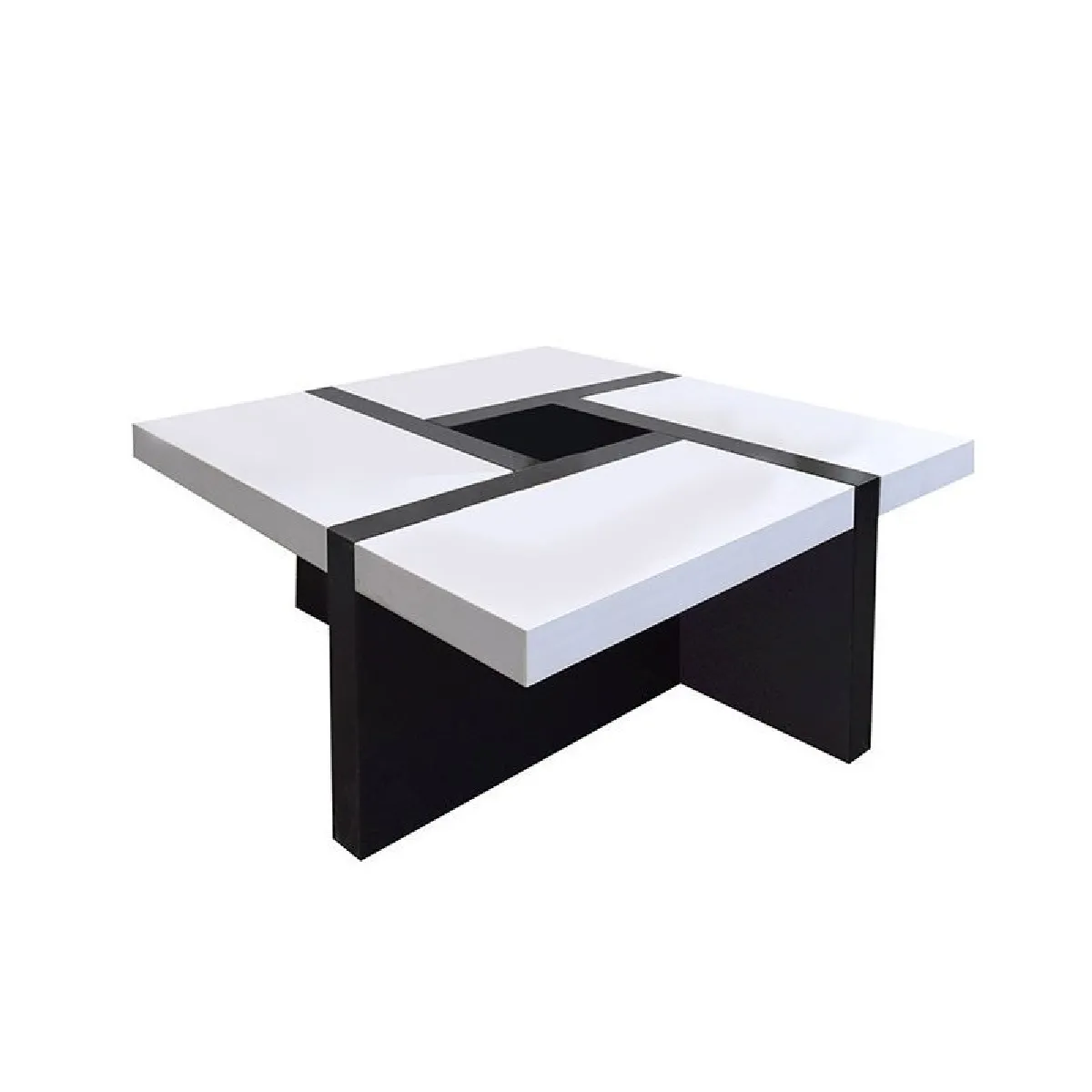 Table Basse Carre Bois Noir Blanc Design Contemporain Salon Sejour