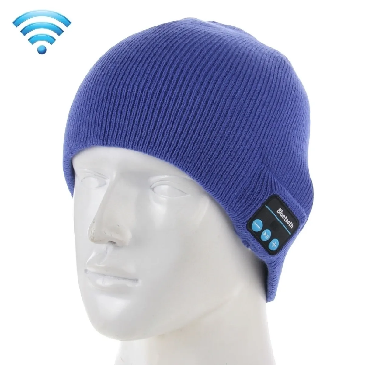 Bonnet Connecté bleu pour le garçon et la fille les adultes Chapeau tricoté chaud d'hiver de Bluetooth avec micro