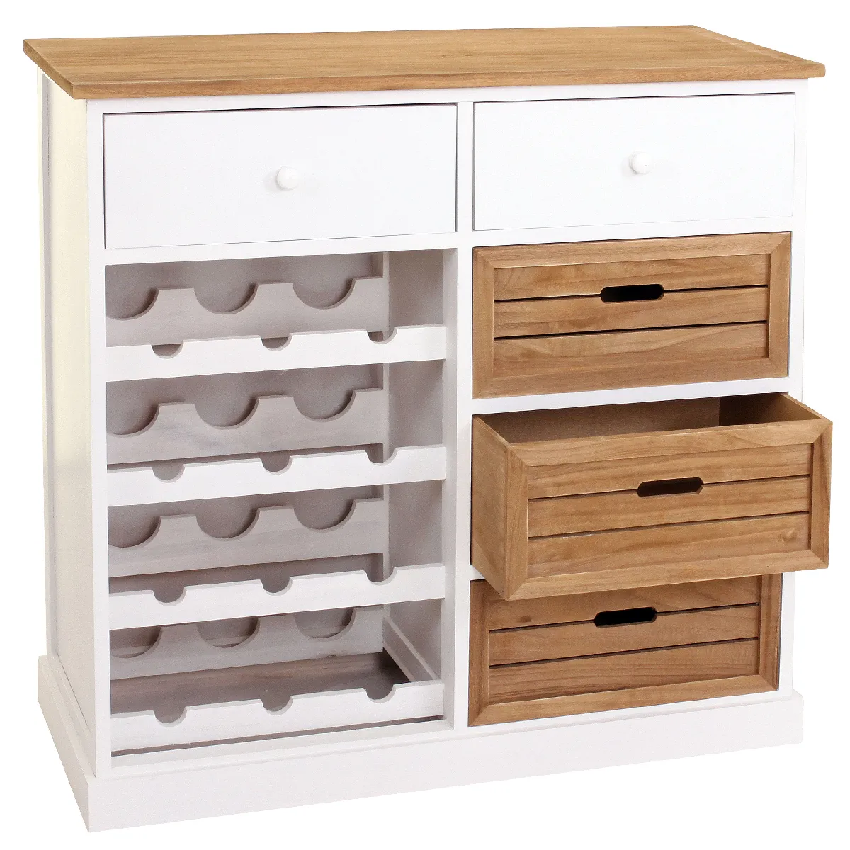 Étagère à vin HWC-B96, commode / meuble pour 12 bouteilles avec tiroirs, style campagne 86x87x37cm