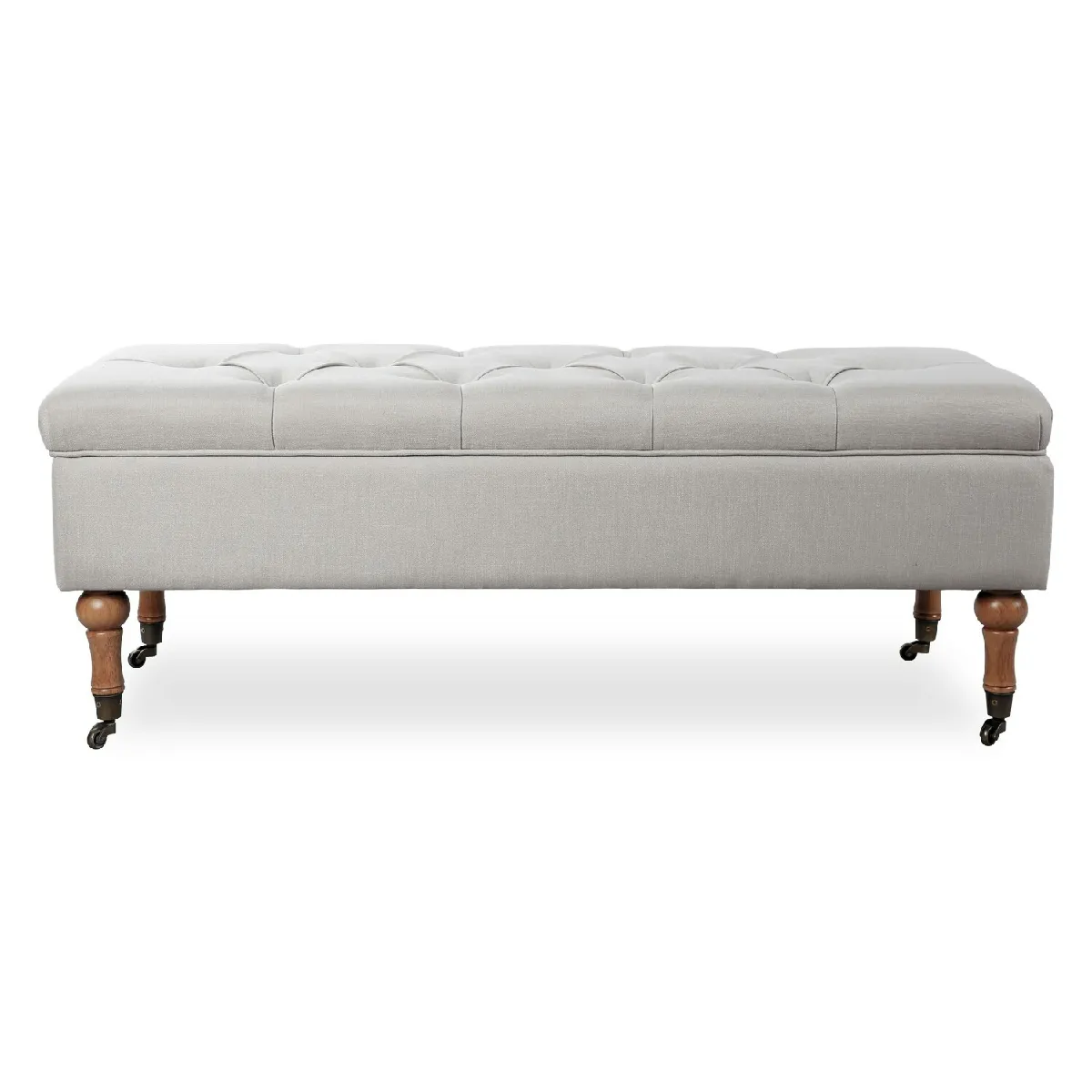 Banquette coffre capitonnée Philippine tissu beige