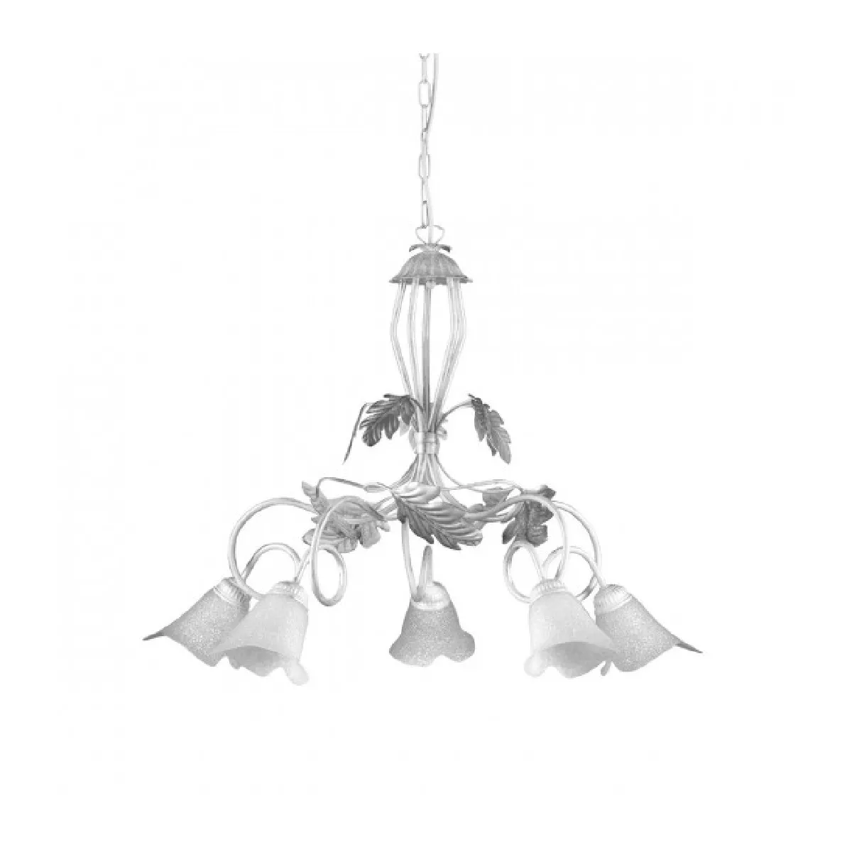 Suspension MARILENA 5 Light Métal,Verre Argent,Blanc