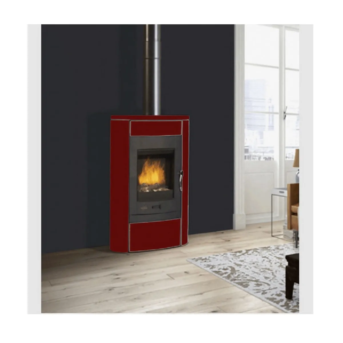 Poêle à bois 9.5kw carmin brillant - 369123000242K - GODIN