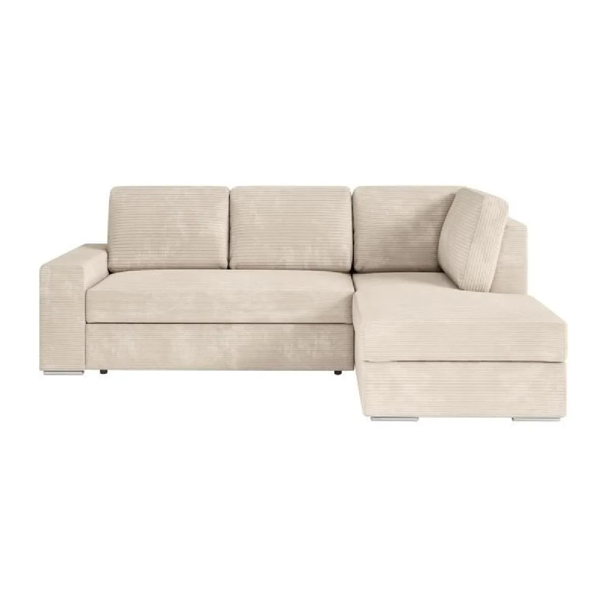 Canapé d'angle droit convertible ARTEMIS 4 places - Velours côtelé beige - L246 x P174 x H96 cm