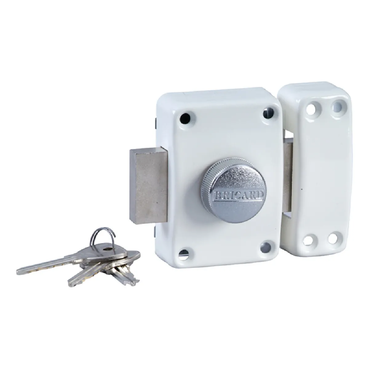 Verrou de securité blanc a bouton pour porte avec cylindre 45 mm Alpha Bricard