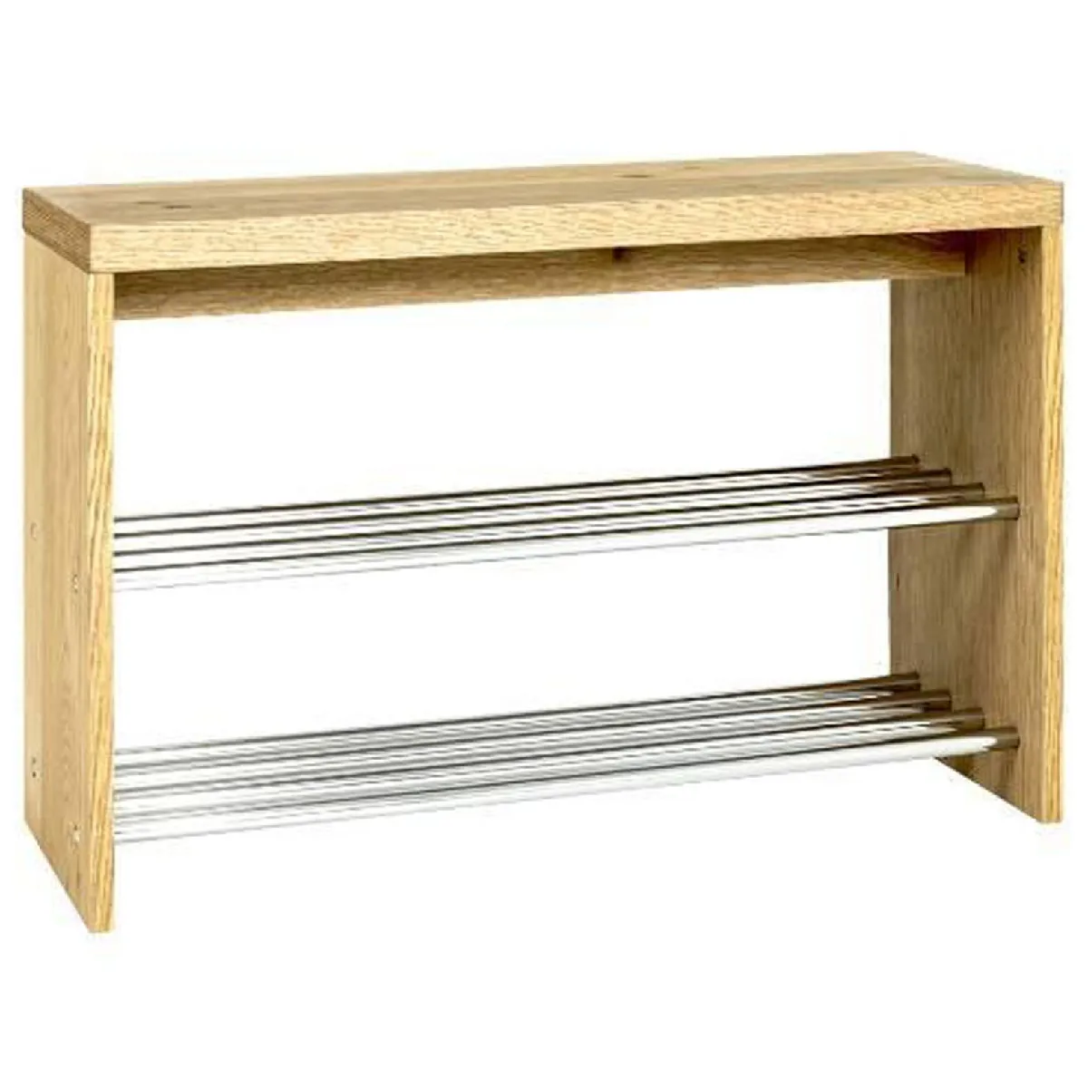 Banc en MDF coloris chêne-chromé - Dim : L81 x P30 x H55 cm