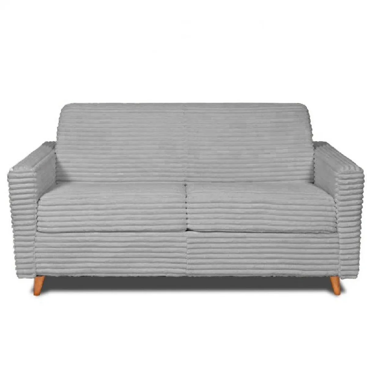 Canape convertible express 140 VIKING sommier lattes matelas 20 cm Velours Côtelé Zoom gris