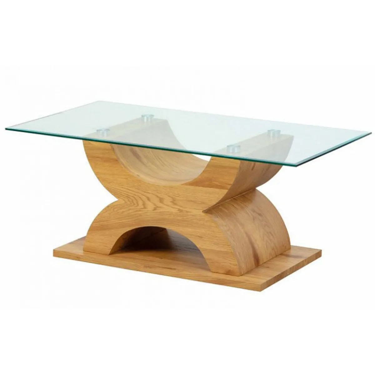 Table basse en bois chêne sauvage et verre - L.110 x H.45 x P.60 cm -PEGANE-