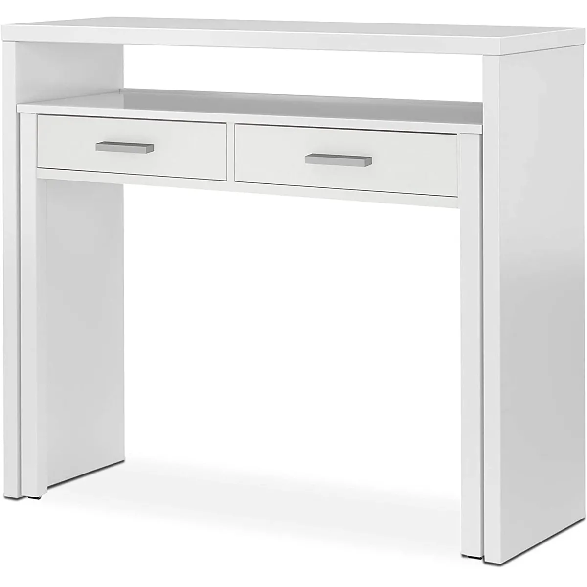 Table console extensible convertible en bureau coloris blanc Artik - longueur 98,5 x Hauteur 87,5 x Profondeur 36 - 70 cm