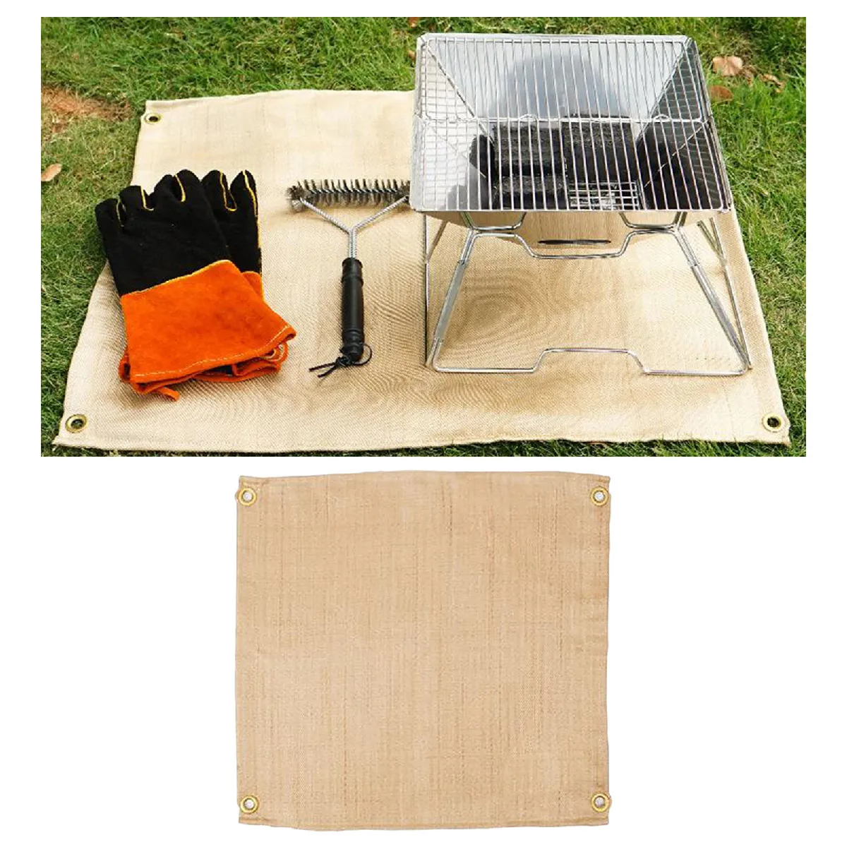 Cheminée BBQ Gril Tapis Couverture Pad Sol Tapis Ignifuge Coussin Extérieur L