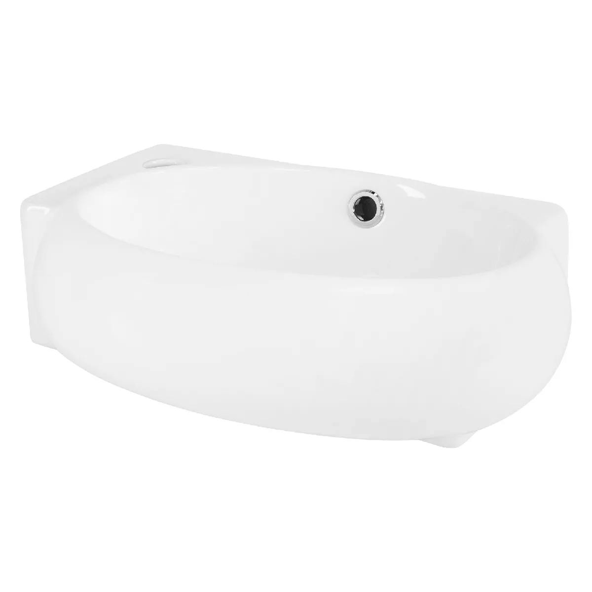 ML-Design Lavabo en Céramique, Ovale, 43x28x15 cm, Blanc, Trou pour Robinetterie à Gauche, Montage Mural ou Sur Plan, Vasque à Poser, Lave Mains Petit Évier Supendu pour Salle de Bain Toilette WC