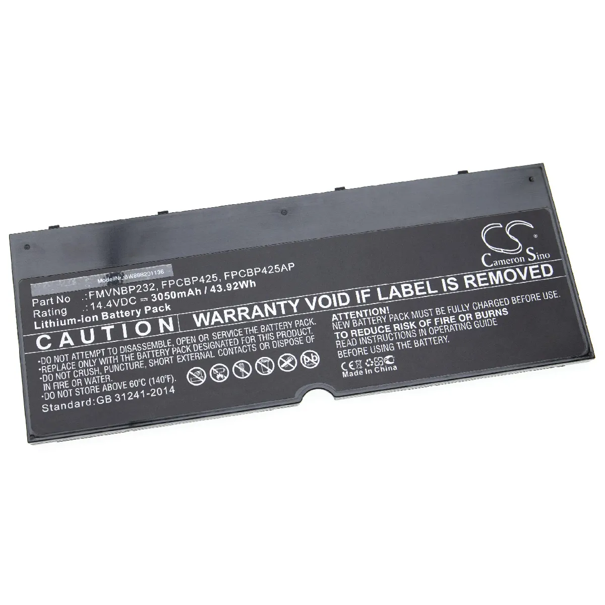 vhbw batterie compatible avec Fujitsu Lifebook LifeBook T935, LifeBook U745, T904, T904U laptop (3050mAh, 14,4V, Li-Ion, noir)