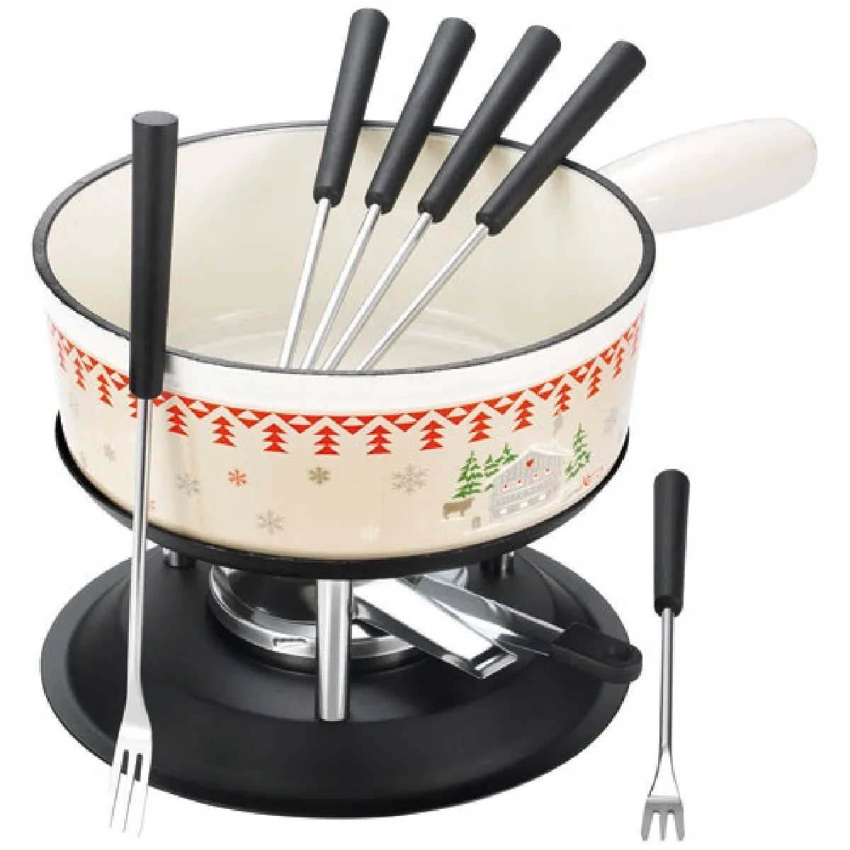 Service à fondue savoyard en fonte émaillée 22cm beige - 403816 - TABLEANDCOOK